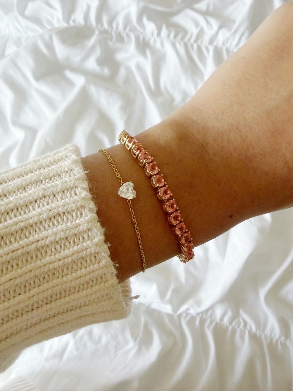 GIVENCHY Gold-Tone Pink Crystal Adjustable Slider Bracelet